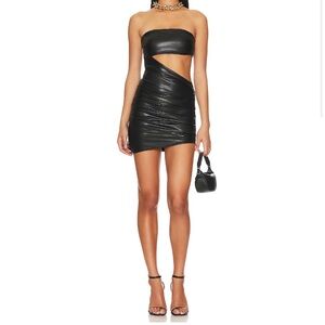 Lovers and Friends - Farrah Faux Leather Mini Dress in Black - Size Large
